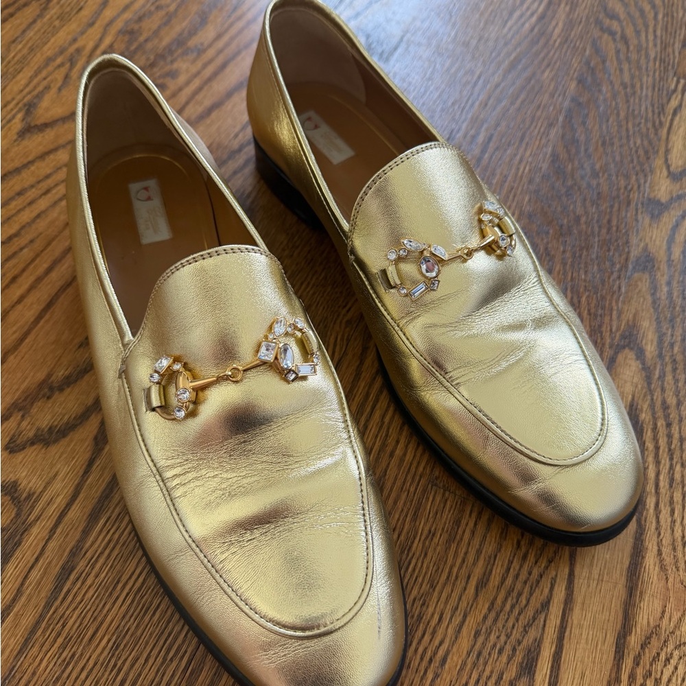 Gucci Gold Leather Loafers